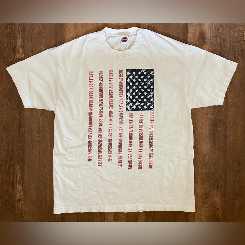 Harley Davidson biker USA American flag tee t shirt 2013 St Pete Florida large
